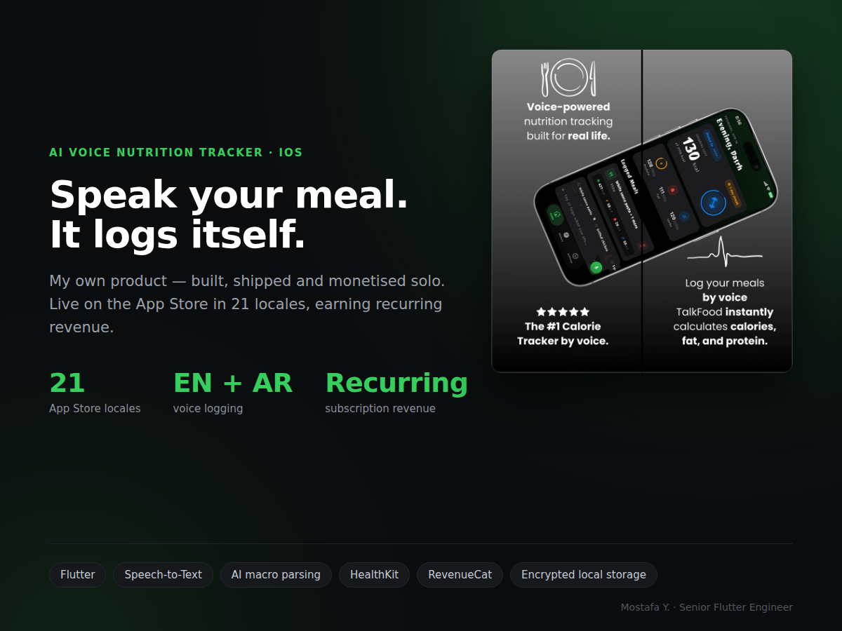 TalkFood app showing voice meal logging and daily macro budget